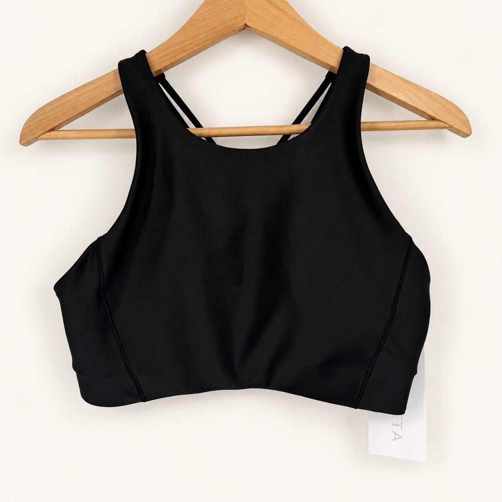NEW Athleta Medium Flex Spacer Bra Black Medium Impact Compression Support Gym